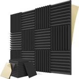 Tlily 12PCS Self-Adhesive Acoustic Panels,1X12X12Inch Sound Proof Foam Panels,For Musical Studio,Game Room,BedroomBlack