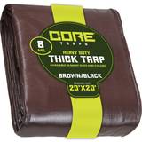 Core Tarps 20 ft. x 20 ft. Brown and Black Polyethylene Heavy Duty 8 Mil Waterproof, UV Resistant, Rip and Tear Proof