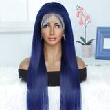 Blue Wigs Shein 13x4 Straight Lace Front Wigs Brazilian Human 180% Density