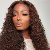 Brown Wigs Shein Transparent Lace Chocolate Brown Kinky Curly Wave 13 X