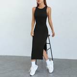 Slim Dresses Shein EZwear Solid Split Thigh Tank Dress