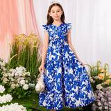 Florals - Ruffled dresses Shein Kids Nujoom Girls Floral Print Ruffle Trim Belted Dress