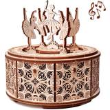 Wooden Toys Music Boxes Wood Trick Dancing Ballerina Music Box Kit Swan Lake, DIY Musical Box Ballerina 3D Puzzle, Assembly Model, Brain Teaser for Adults and