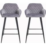 Padded Seat Chairs Neo 2x Velvet Bar Stool 93cm 2pcs