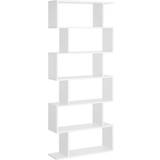White Shelves Homcom 6 Tier S Shaped Book Shelf 192cm