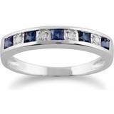 Topaz Rings Gemondo Square light blue sapphire & diamond half eternity ring in 9ct white gold