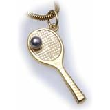 Pendant tennis racket ball in real gold