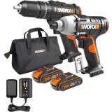 Worx Screwdrivers Worx 20V Drill Twin Pack: Hammer Drill &Amp; Impact Driver: Wx902