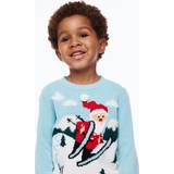 Polyester Christmas Sweaters Children's Clothing H&M Santa Interactive Motif Jumper - Light Turquoise (1066389001)