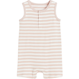 9-12M Playsuits Children's Clothing H&M Baby Ribbed Romper Suit - Dusty Pink/Striped