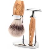 Shaving Sets Mühle barbersæt med DE-skraber, Barberkost og Holder, Kosmo, Oliventræ