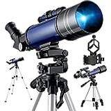 Telescopes on sale Telescope for Astronomy, Pro 400/70 FMC Glass Optical Refractor Telescope, With Adjustable Tripod Phone Adapter Travel Scope for Kids Adult Beginner