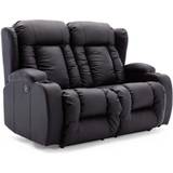 2 Seater - Leather Sofas More4Homes Caesar Electric Black Sofa 207cm 2 Seater