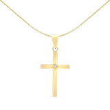 Jewelco London Cross Pendant Necklace - Gold/Diamond