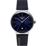 Bauhaus 2141-3 Navy Blue And Leather Wristwatch