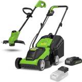 With Mulching Battery Powered Mowers Greenworks Cordless 24v Lawn & Line Trimmer with Battery Powered Mower