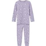 Pyjamases Children's Clothing Name It Unicorn Rib Nightset - Lavender Aura (13221101)