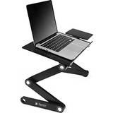 Laptop side table Executive Office Solutions Portable Adjustable Aluminum Laptop Desk/Stand/Table Vented w/CPU Fans Mouse Pad Side Mount-Notebook-MacBook-Light Weight Ergonomic TV Bed Lap Tray Stand Up/Sitting-Black