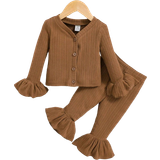 24-36M Other Sets Children's Clothing Shein Baby's Casual Knitted Long Pants Set 2-piece - Brown