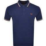 Fred Perry Men Polo Shirts Fred Perry Twin Tipped Polo Shirt - Navy/Ecru/Whisky Brown