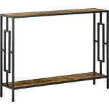Steel Console Tables Homcom Industrial Rustic Brown Console Table 58.9x269.2cm