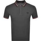 Fred Perry Men Polo Shirts Fred Perry Twin Tipped Polo Shirt - Grey/Pink/Black