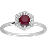 Ruby Rings Gemondo Halo EngagementRing - Silver/Red/Diamonds