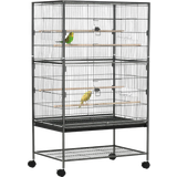 Bird & Insects Pets Pawhut 52'' Rolling Steel Bird Cage Large