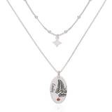 Myka Birth Butterfly Layered Necklace - Silver/Black/Red