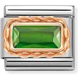 Green Charms & Pendants Nomination Rose Gold Green Baguette Crystal Charm