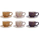 Dkd Home Decor Set Yellow Pink Mustard Lilac Coffee Cup 20cl 6pcs