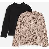 Turtlenecks Children's Clothing H&M Polo Neck Tops 2-pack - Beige/Leopard Print (0395730060)