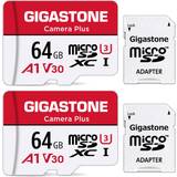 Gigastone micro sd card 64gb 2-pack with 2x sd adapter 2x mini-case, camera