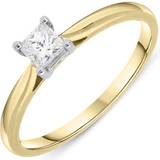 C. W. Sellors Princess Cut Solitaire Ring - Gold/Diamond