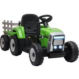 Electric Vehicles Homcom Electric Ride on Tractor w/ Detachable Trailer, 12V Kids Battery Powered Electric Car w/ Remote Control, Music for Kids Aged 3-6, Green