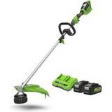 Grass Trimmers Greenworks 48v 40cm Cordless Brushless Brush Cutter & Line Trimmer 2 x 4AH Battery & 2A Twin Charger Split Shaft