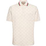 Gucci Tops Gucci Mens Bone Mix Monogram-embroidered Stretch-cotton Piqué Polo Shirt