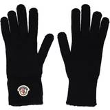 Moncler Gloves & Mittens Moncler Mens Black Logo-embroidered Wool-knitted Gloves