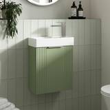 Green Vanity Units for Single Basins Nuie Deco Compact Hung 1-Door Unit