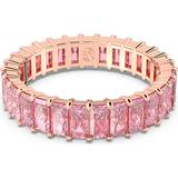 Pink Rings Swarovski Matrix ring, Baguette cut, Pink, Rose gold-tone plated