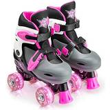BOA Lacing Systems Inlines & Roller Skates Xootz Roller Skates, Kids Adjustable Quad Skates for Beginners, with Light Up LED Wheels, Multiple Colours and Sizes, Ages
