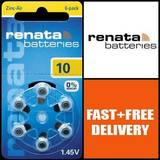 Batteries - Button Cell Batteries Batteries & Chargers Renata Hearing Aid Batteries 10x6-pack