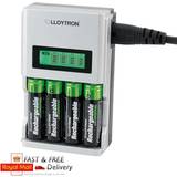 Battery Chargers - Silver Batteries & Chargers Lloytron battery charger rechargeable batteries ultrafast intelligent lcd aa aaa