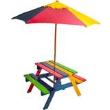 Kids Outdoor Furnitures Garden & Outdoor Furniture Relsy Kids Wooden Picnic Bench Parasol