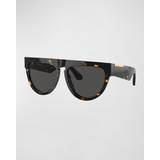 Burberry Women Sunglasses Burberry Flat-Top Acetate & Plastic Aviator DK HAVANA