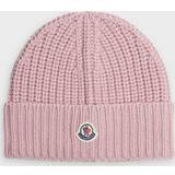 Moncler Headgear Moncler Womens Pink Logo-patch Chunky Wool-knit Beanie