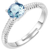 Adjustable Size Rings Philip Jones March Birthstone Ring - Silver/Aquamarine