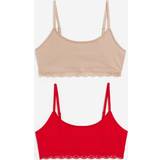 H&M Ladies Red 2-pack non-padded cotton bra tops