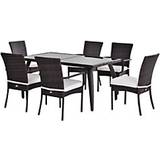 OutSunny Patio Dining Sets OutSunny 6-Seater Tempered Glass Top Patio Dining Set