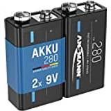 Ansmann Batteries Batteries & Chargers Ansmann 9v akku typ 280mah nimh 1,2v e-block batterie wiederaufladbar 2 stück